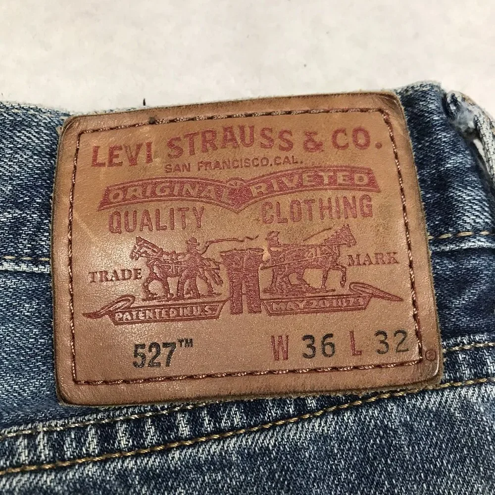 LEVIS 527 Boot Cut Jean Men 36x32 Faded Whisker Wash Skater Cowboy Western